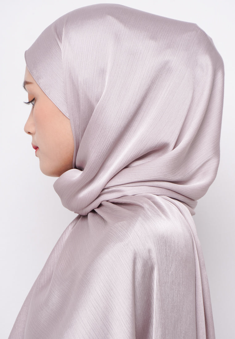 Daw Project DH080 Kerudung Pashmina Pasmina Phasmina Crinkle Satin Silk Premium Shawl Ash Grey