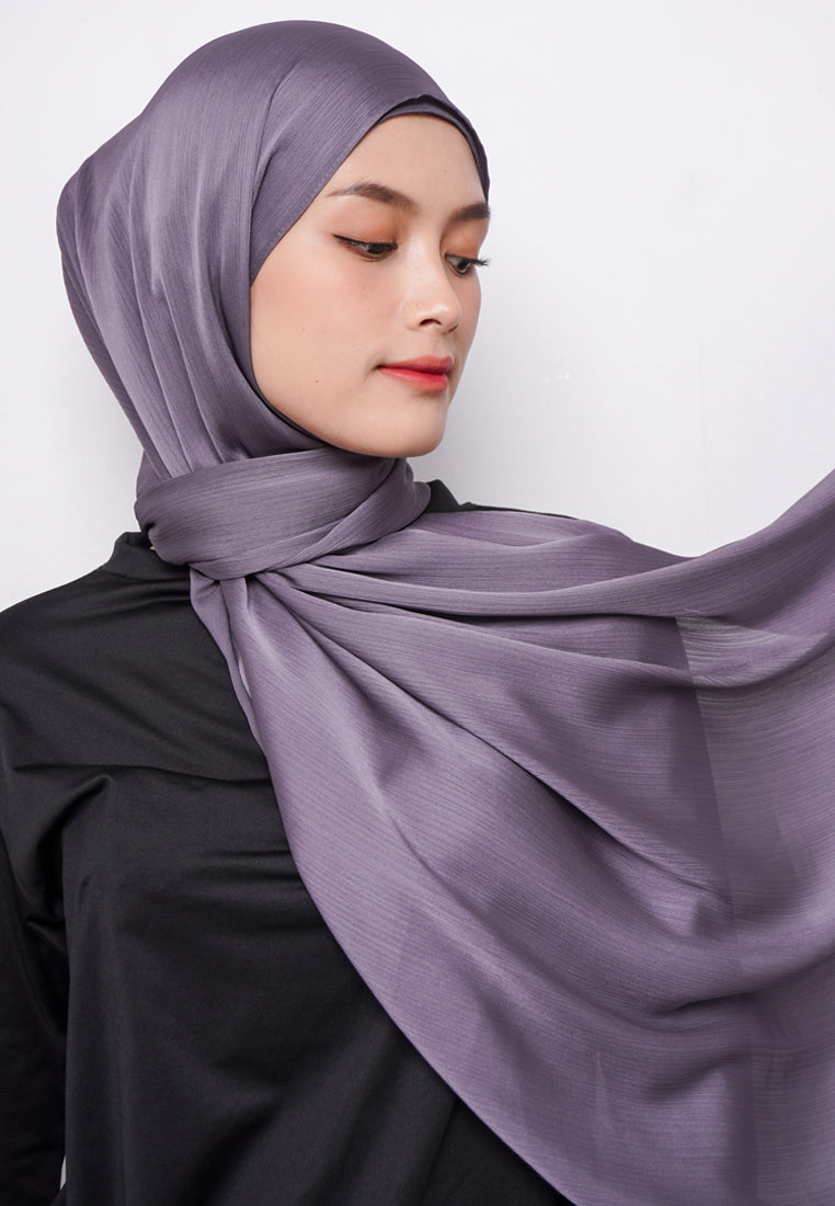 Daw Project DH081 Kerudung Pashmina Pasmina Phasmina Crinkle Satin Silk Premium Shawl Royal Grey