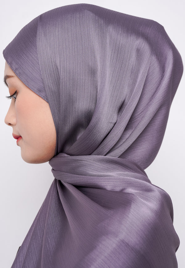 Daw Project DH081 Kerudung Pashmina Pasmina Phasmina Crinkle Satin Silk Premium Shawl Royal Grey