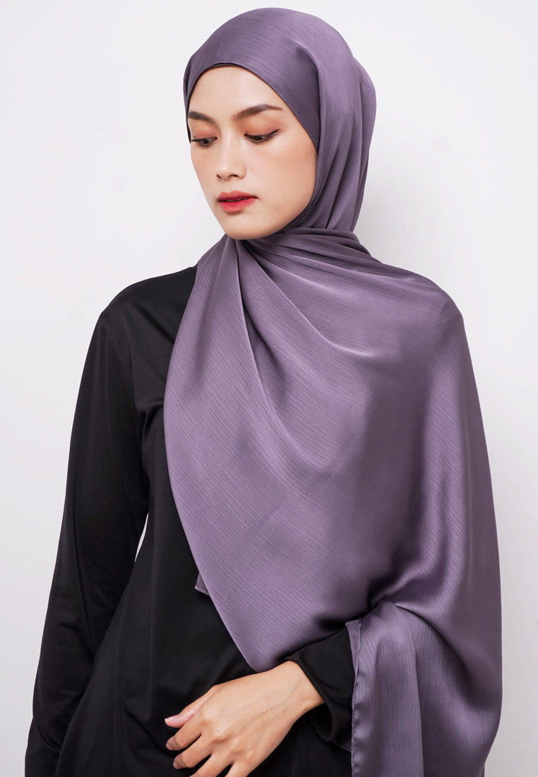 Daw Project DH081 Kerudung Pashmina Pasmina Phasmina Crinkle Satin Silk Premium Shawl Royal Grey