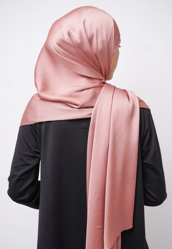 Daw Project DH086 Kerudung Pashmina Pasmina Phasmina Crinkle Satin Silk Premium Shawl Laser Cut Mauve