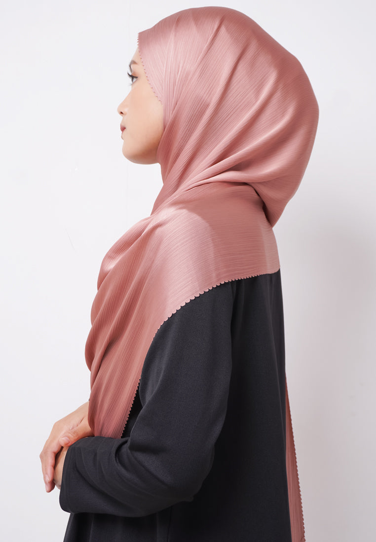 Daw Project DH086 Kerudung Pashmina Pasmina Phasmina Crinkle Satin Silk Premium Shawl Laser Cut Mauve