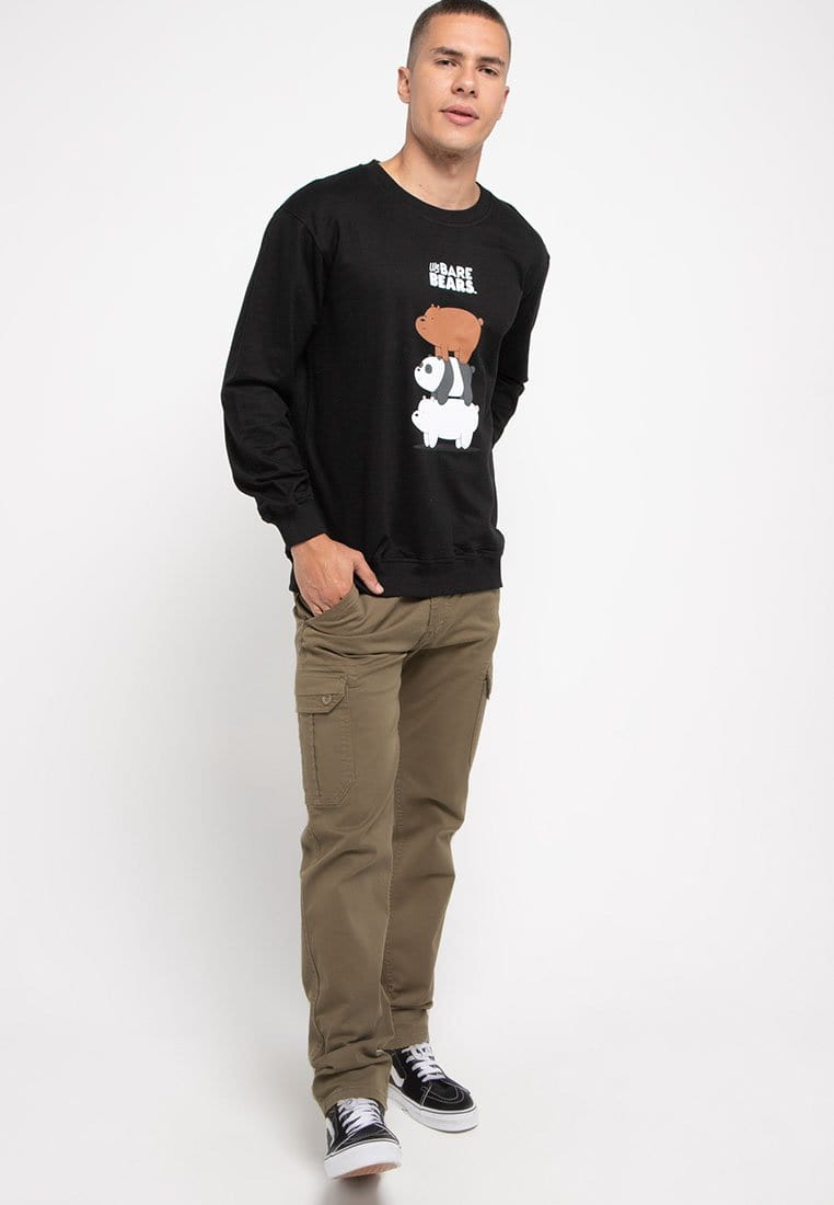 MO177 sweater wbb bear stack hitam sweater pria