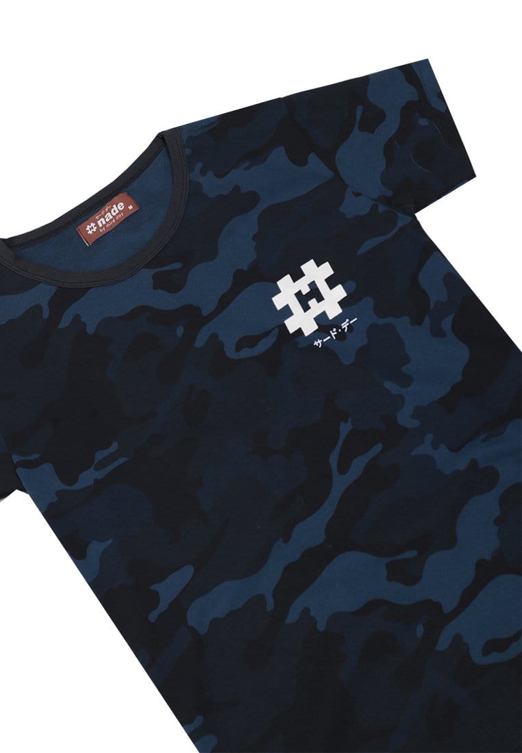 Nade Japan FT001Ts/s Nade Kaos wanita Lds Camo Nlogo chest blue-blk