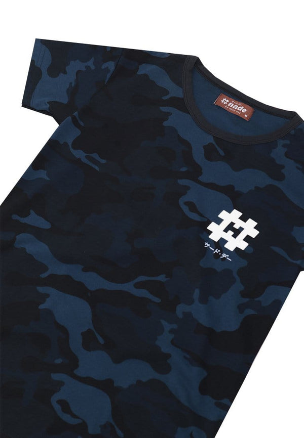 Nade Japan FT001Ts/s Nade Kaos wanita Lds Camo Nlogo chest blue-blk