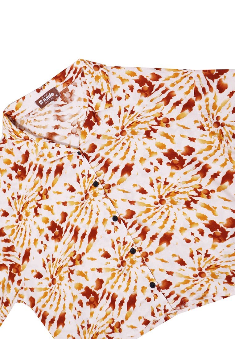 Nade Japan FT044 Kemeja Wanita Casual Motif Tie Dye C1 Orange