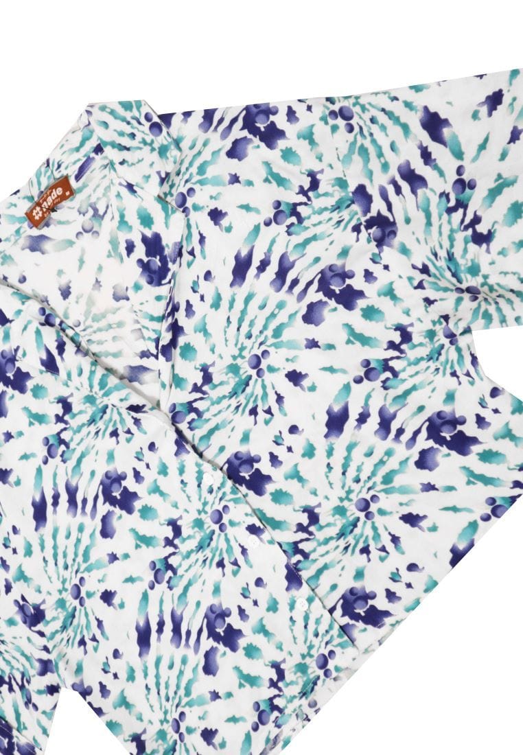 Nade Japan FT049 Kemeja Wanita Casual Motif Tie Dye C2 Aqua Blue Nade Japan