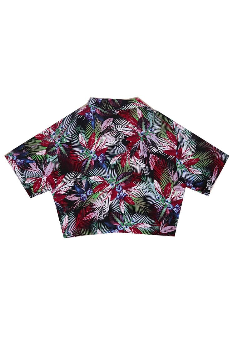 Nade Japan FT053 Kemeja Wanita Casual Motif Tropical Merah Pink