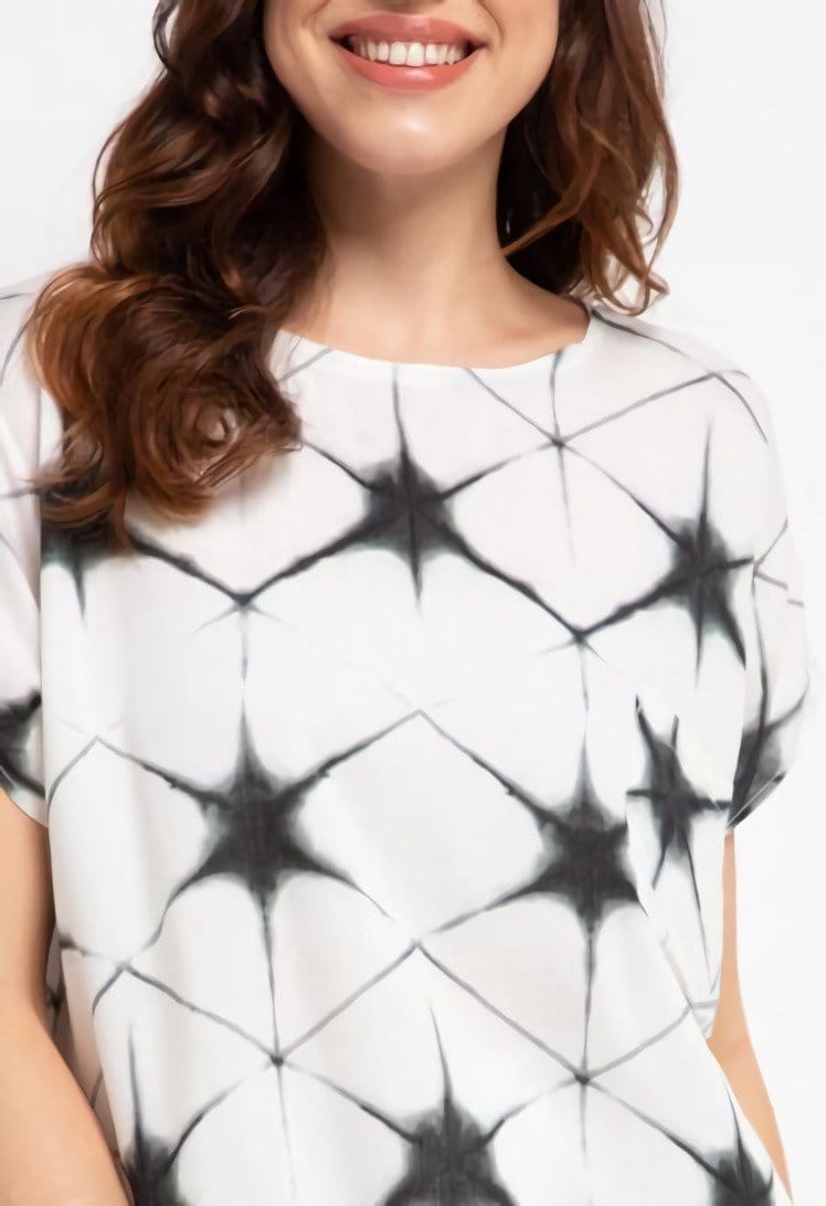 Nade Japan FT056 AMS Baju Tidur Tie Dye Star Wanita Set Baju Celana Tidur Hitam