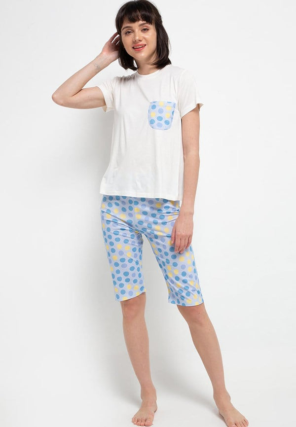 Nade Japan FT093 Piyama Set Instacool Polkadots Blue