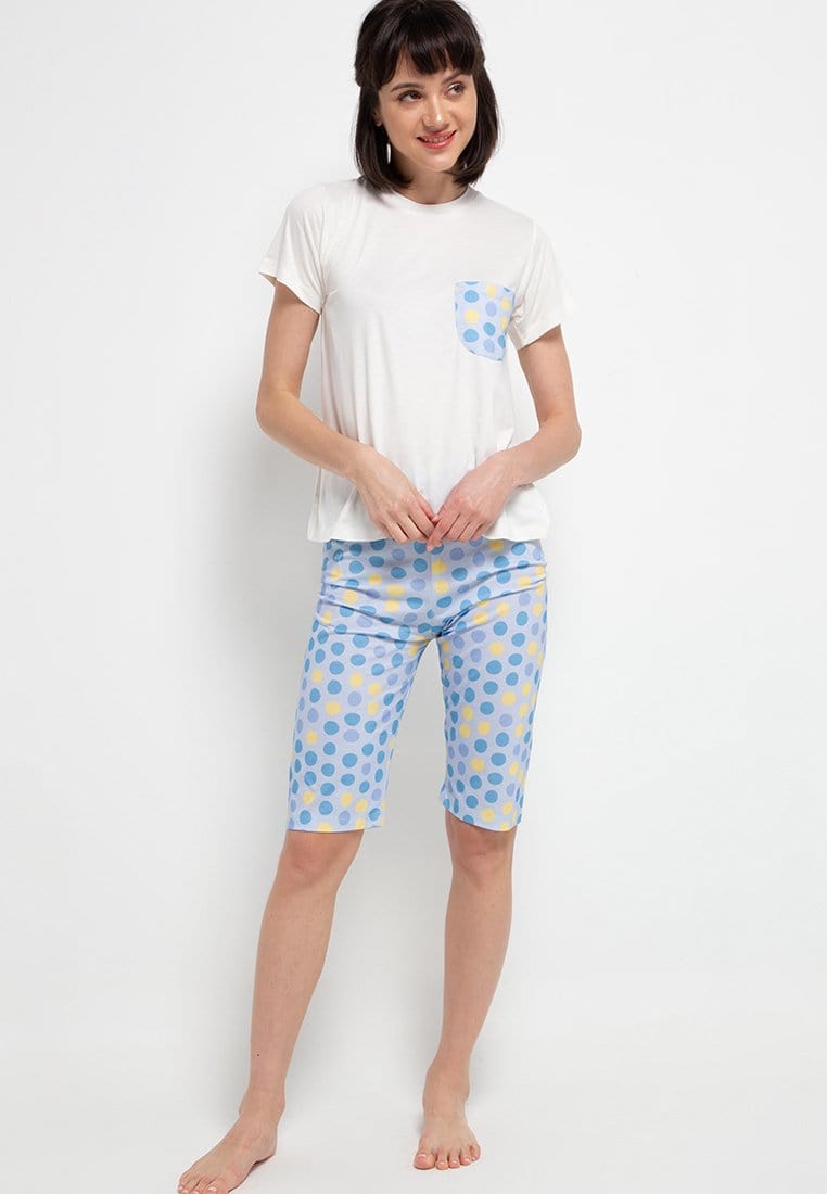 Nade Japan FT093 Piyama Set Instacool Polkadots Blue