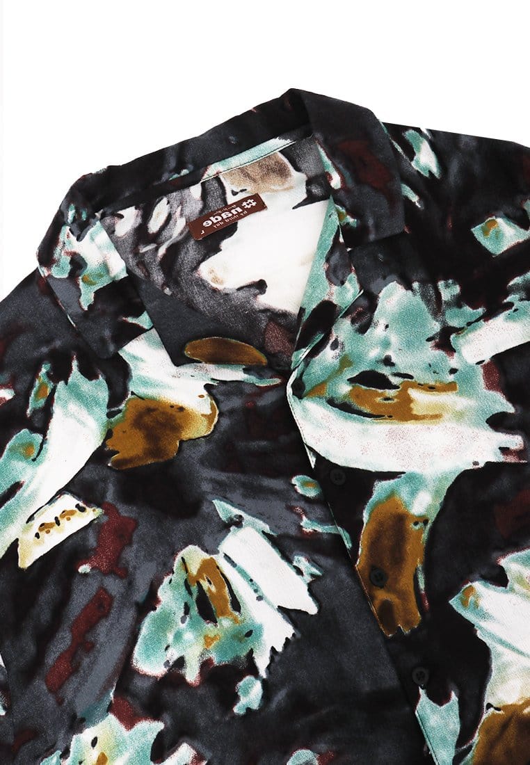 Nade Japan FTA52 LKM Kemeja Oversize Wanita Tangan Pendek Abstrak Abu