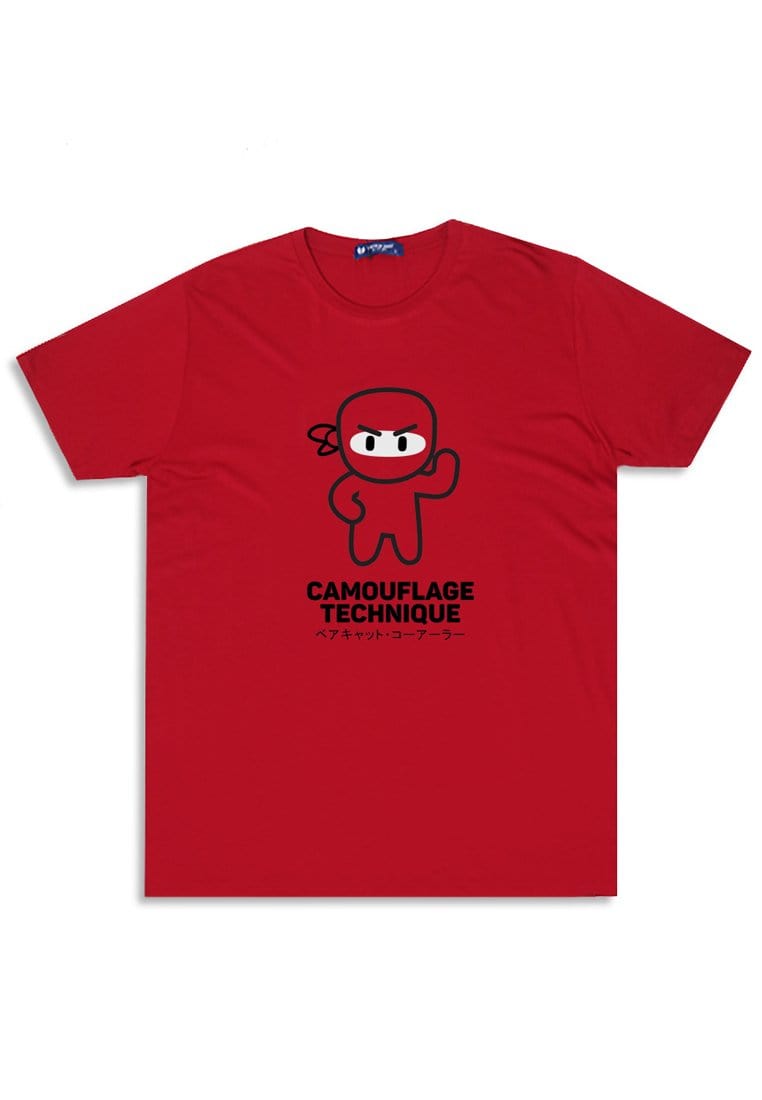 Td Friends MTF86 chamouflage ninja maroon kaos pria