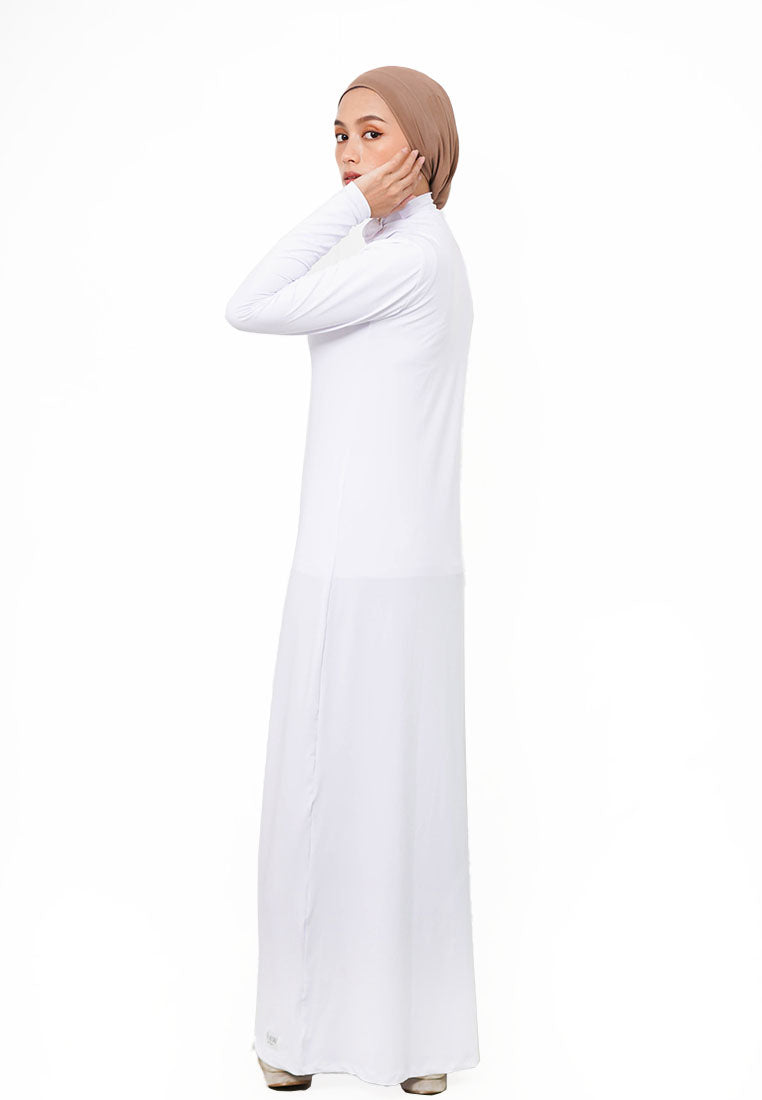 long dress putih lengan panjang Gaun Pengantin Renda Gading Lengan Panjang yang Elegan dan Organza