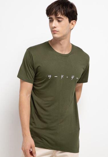 Third Day MTH89 Kaos Distro Pria Katakana Kerning Green Army