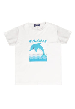 KU001 Kaos Anak Boy Girl Splash Dolphin Dolfin Putih