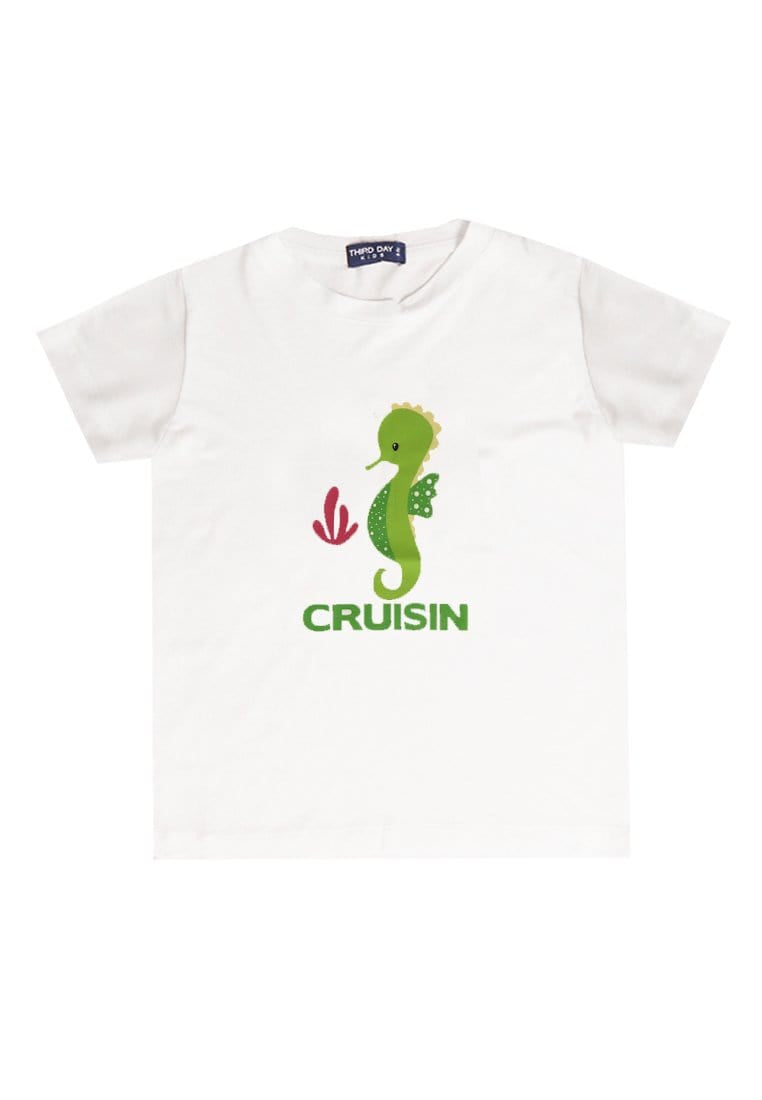 Td Kids KU002	Kaos Anak Boy Girl Seahorse Kuda Laut Putih