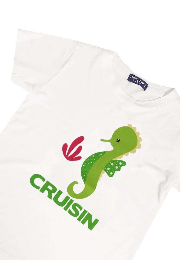 Td Kids KU002	Kaos Anak Boy Girl Seahorse Kuda Laut Putih