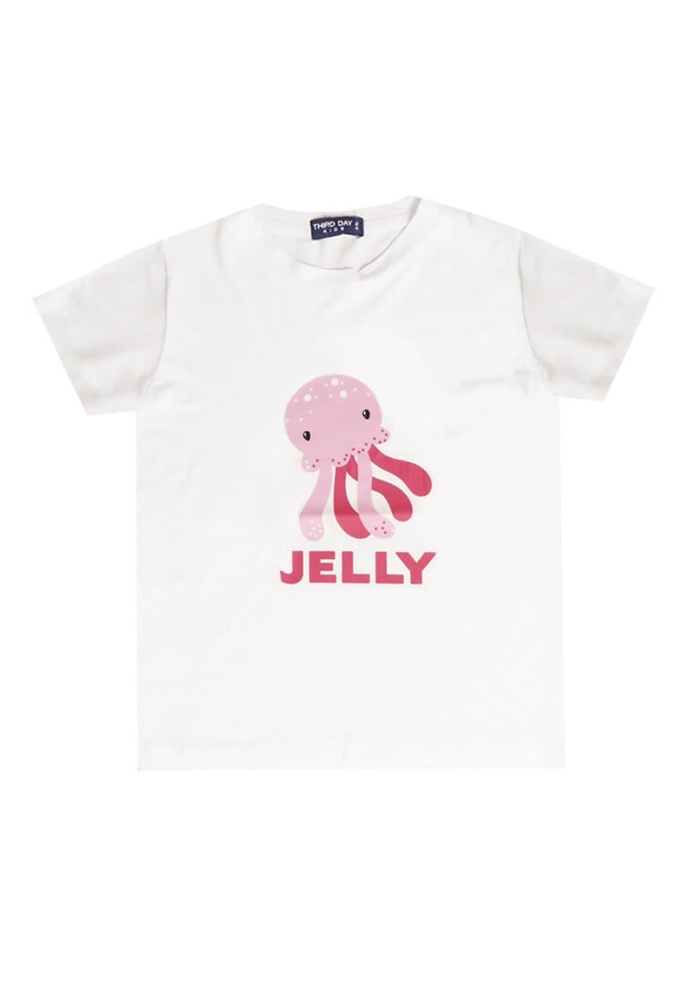 Td Kids KU003 Kaos Anak Boy Girl Jellyfish Gurita Putih