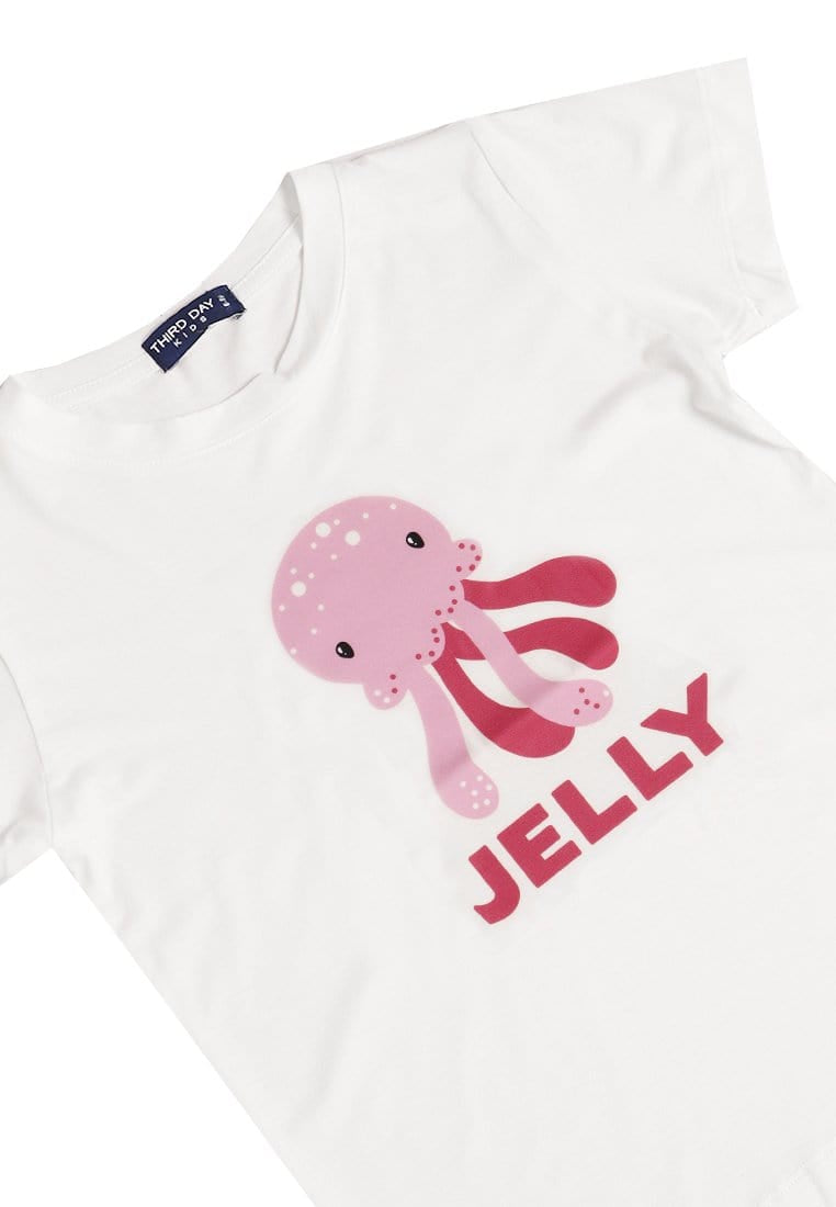 Td Kids KU003 Kaos Anak Boy Girl Jellyfish Gurita Putih