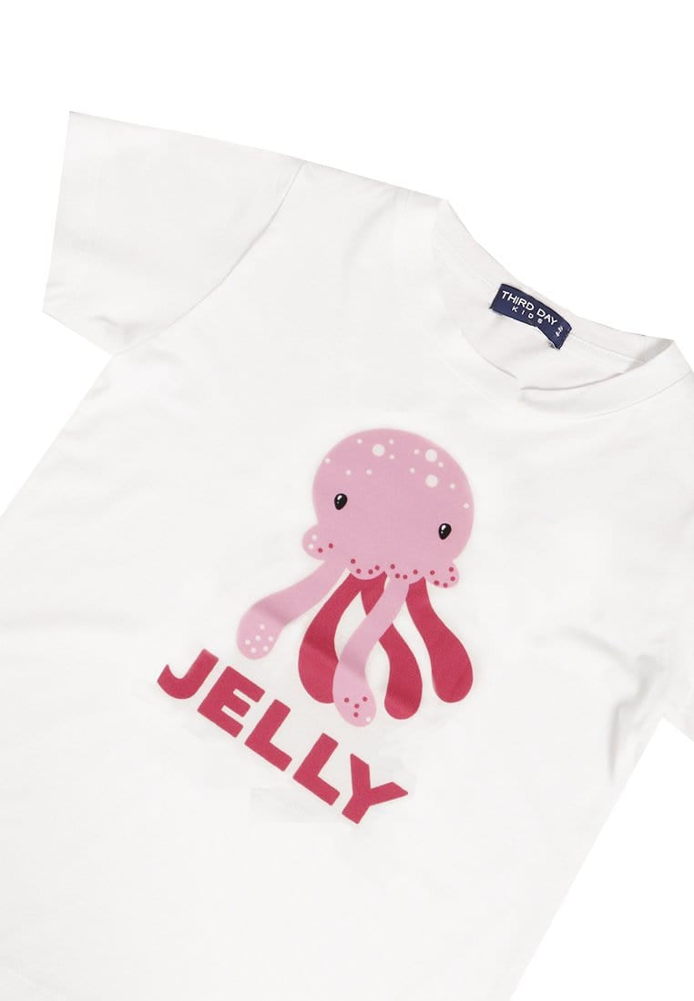 Td Kids KU003 Kaos Anak Boy Girl Jellyfish Gurita Putih