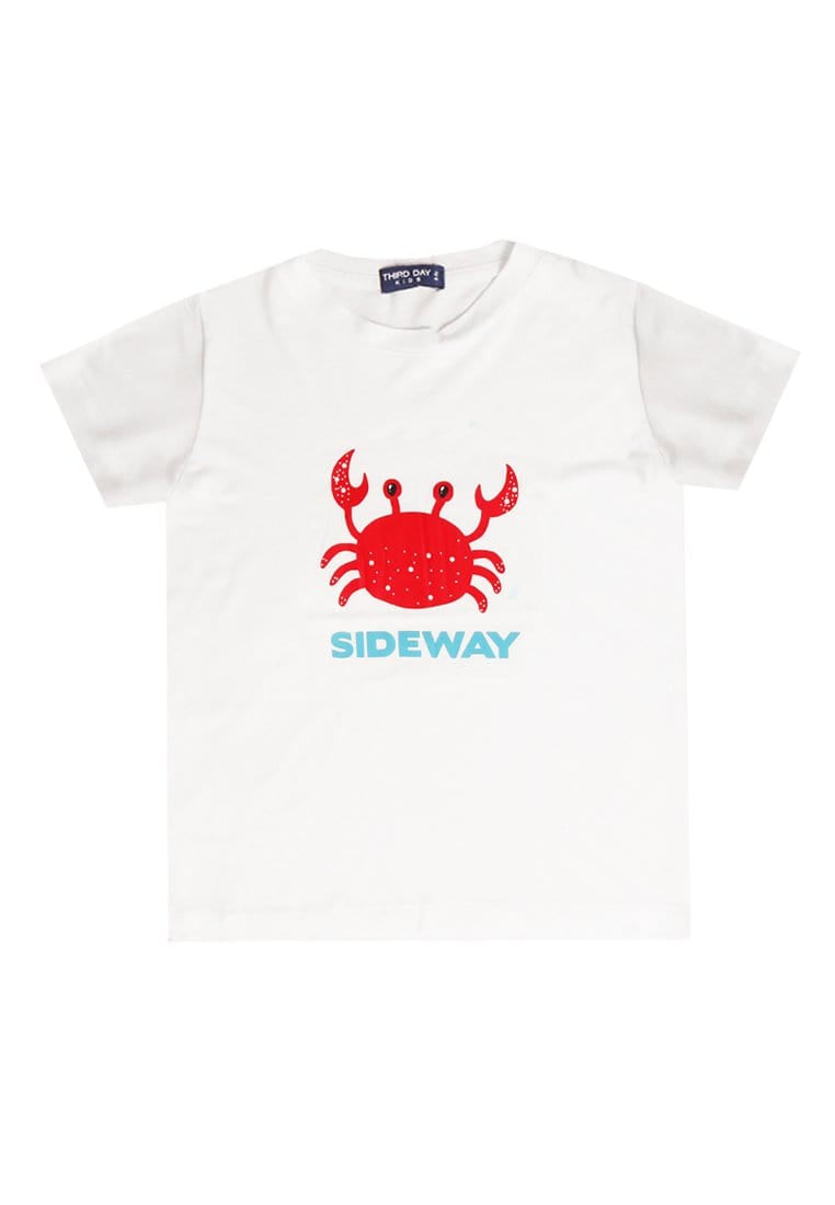 Td Kids KU004 Kaos Anak Boy Girl Crab Kepiting Putih
