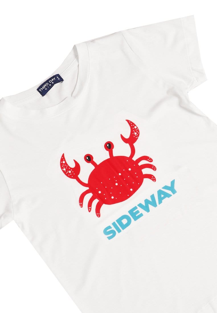 Td Kids KU004 Kaos Anak Boy Girl Crab Kepiting Putih