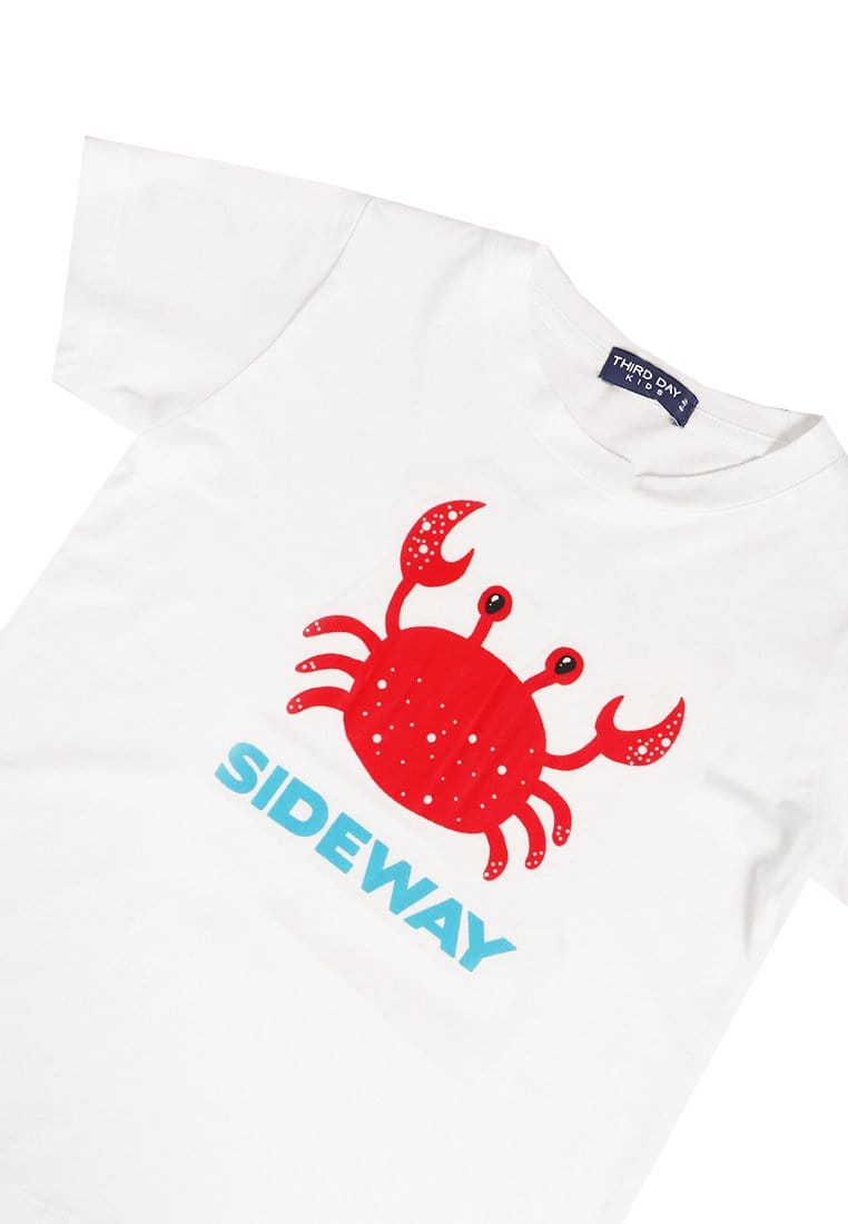 Td Kids KU004 Kaos Anak Boy Girl Crab Kepiting Putih