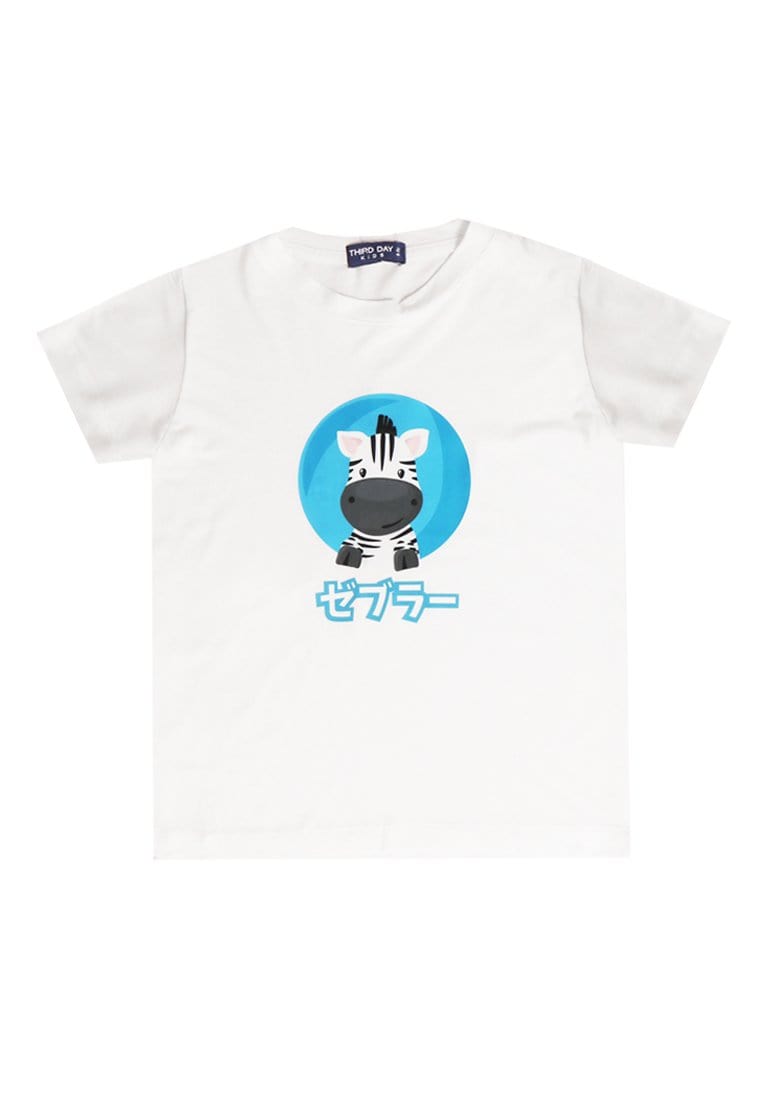 Td Kids KU006 Kaos Anak Boy Girl Zebra Katakana Putih