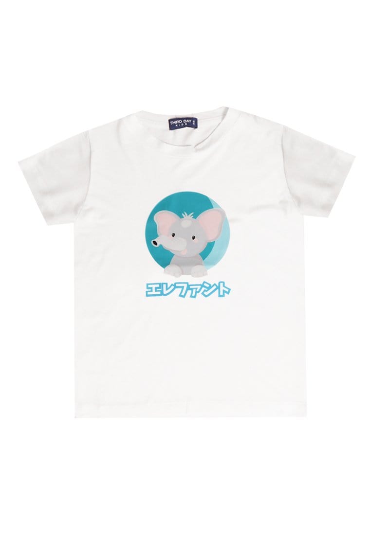 Td Kids KU007 Kaos Anak Gajah Katakana Putih