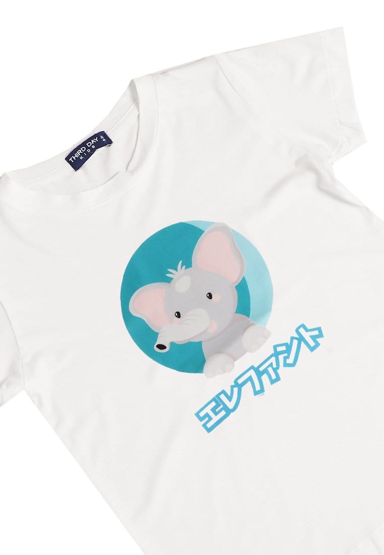 Td Kids KU007 Kaos Anak Gajah Katakana Putih