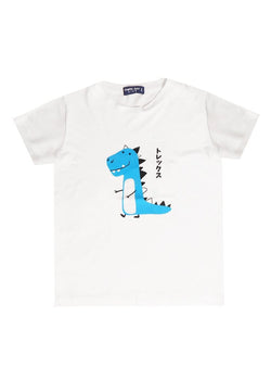 Td Kids KU009 Kaos Anak Boy Girl T-Rex Lucu Putih