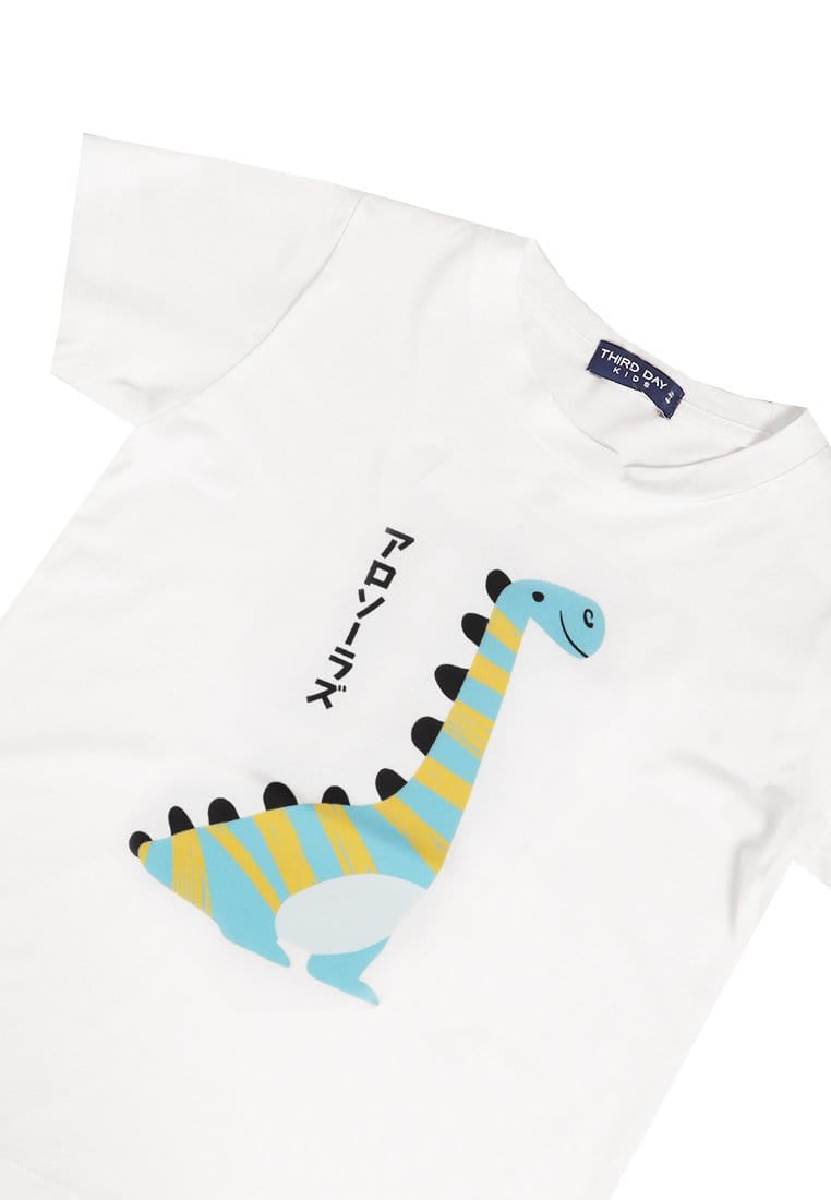 Td Kids KU011 Kaos Anak Boy Girl Alosaurus Lucu Putih