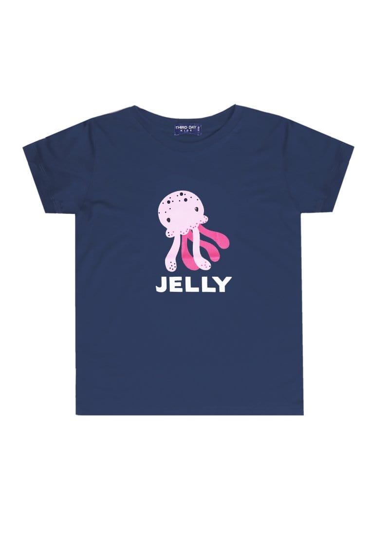 Td Kids KU015 Kaos Anak Boy Girl Jellyfish Gurita Navy