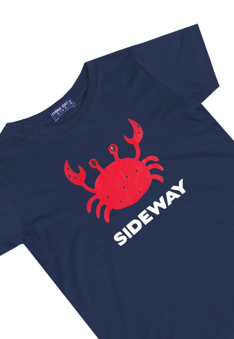 Td Kids KU016 Kaos Anak Boy Girl Crab Kepiting Navy