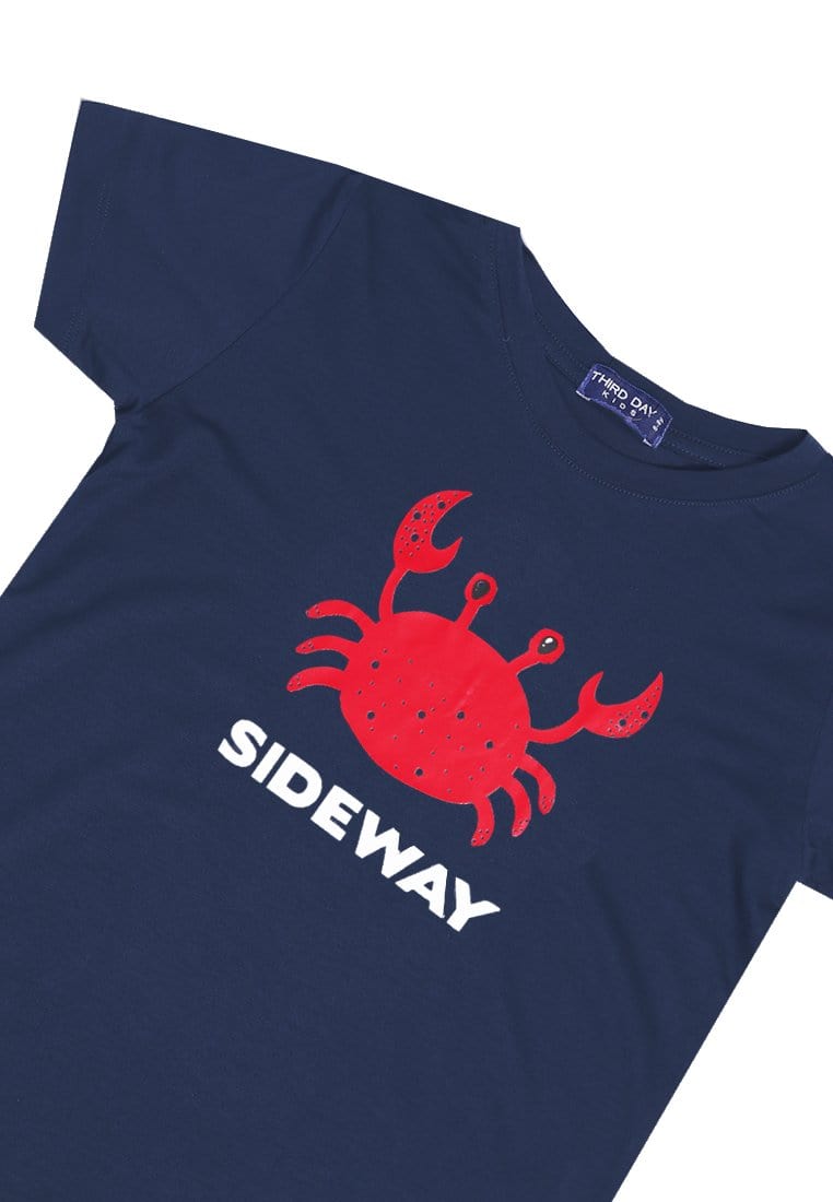 Td Kids KU016 Kaos Anak Boy Girl Crab Kepiting Navy