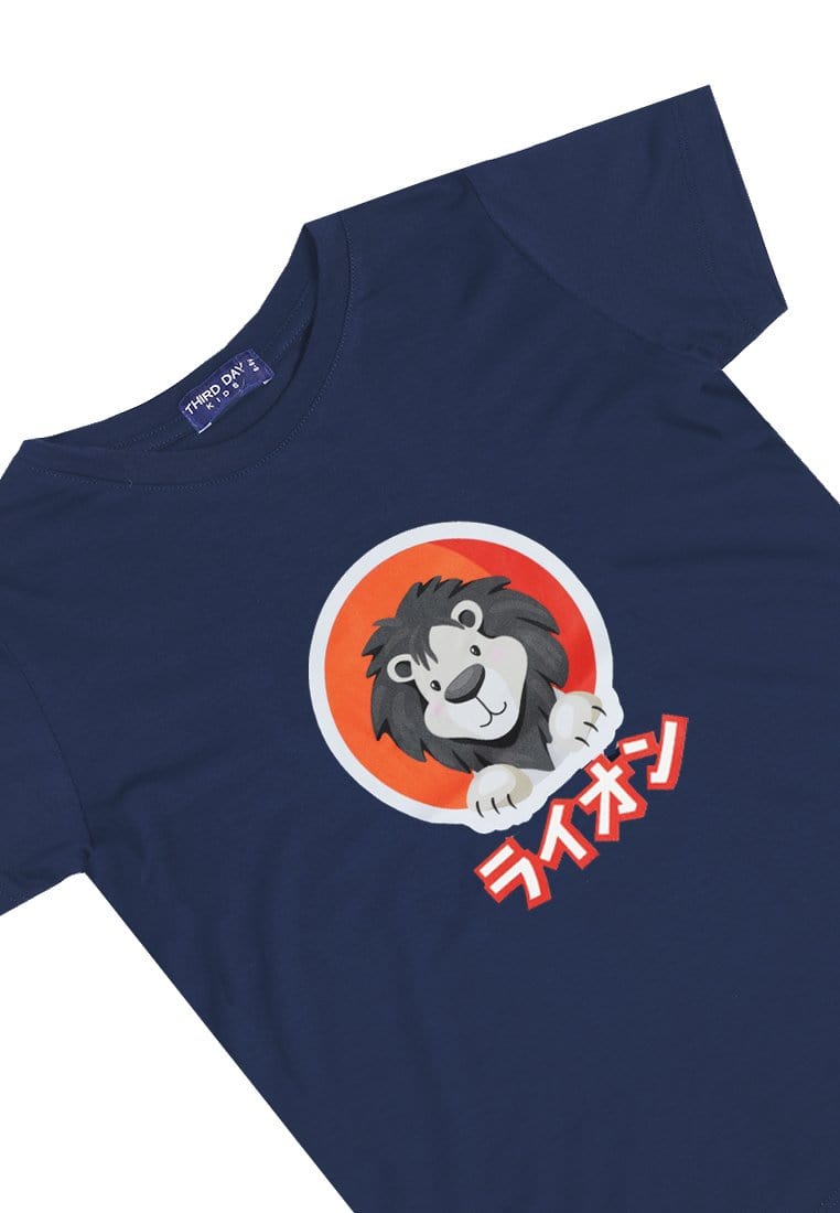 Td Kids KU017 Kaos Anak Boy Girl Lion Singa Navy