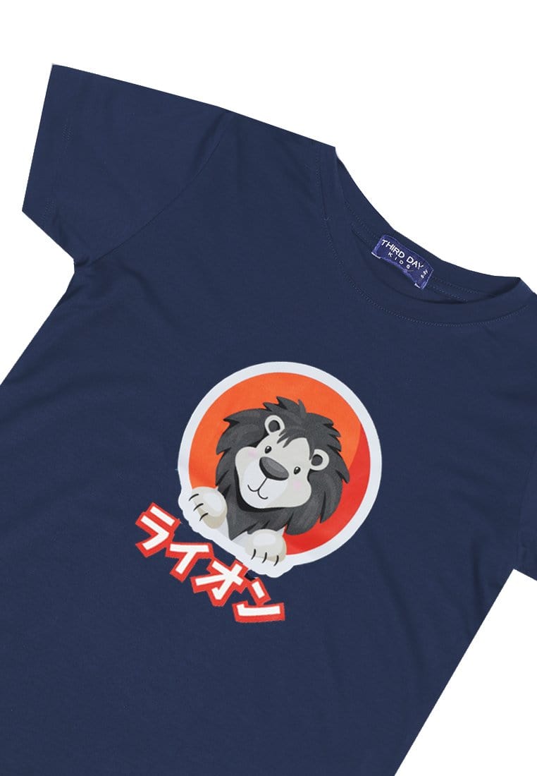 Td Kids KU017 Kaos Anak Boy Girl Lion Singa Navy