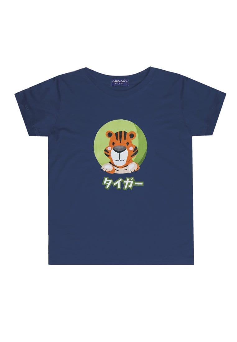 Td Kids KU020 Kaos Anak Harimau Katakana Macan Navy