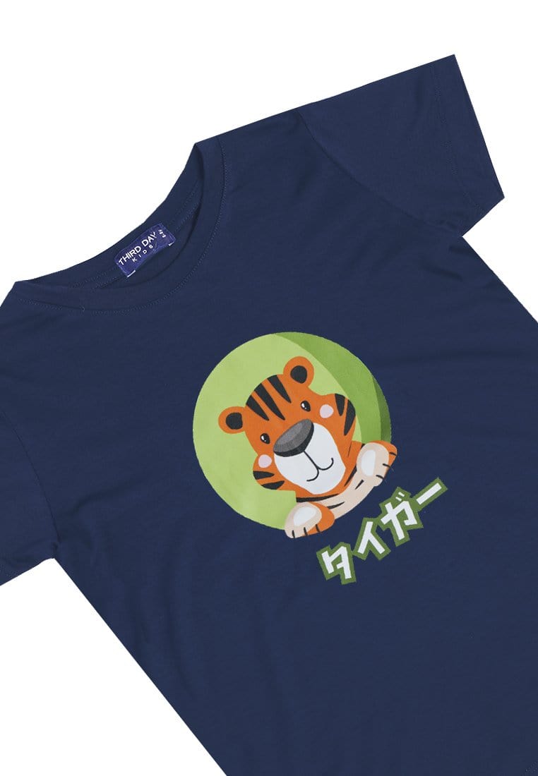 Td Kids KU020 Kaos Anak Harimau Katakana Macan Navy