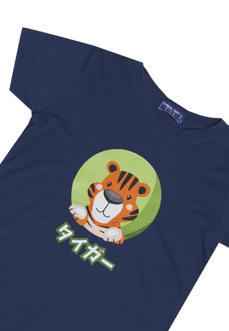 Td Kids KU020 Kaos Anak Harimau Katakana Macan Navy
