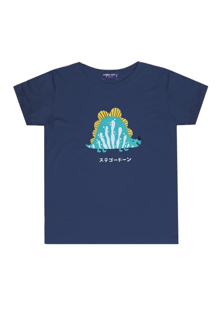 Td Kids KU024 Kaos Anak Boy Girl Stegosaurus Lucu Navy