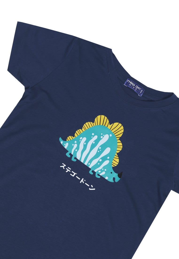 Td Kids KU024 Kaos Anak Boy Girl Stegosaurus Lucu Navy