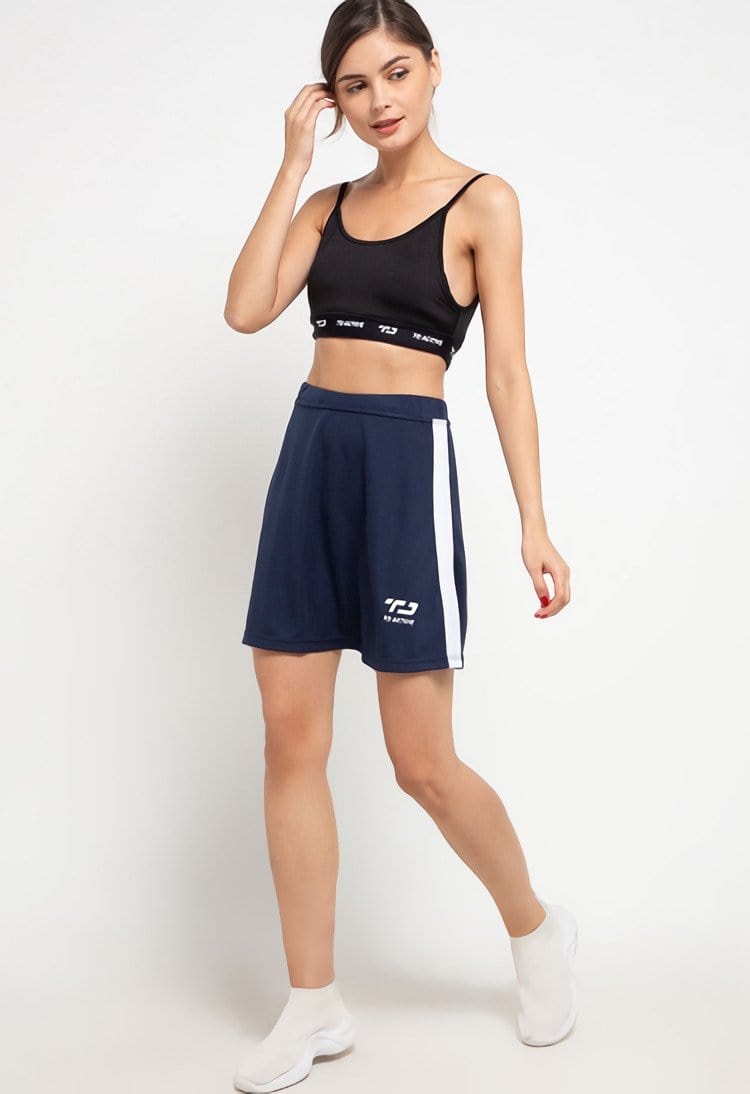 Td Active LB046 sport skirt list white olahraga wanita navy