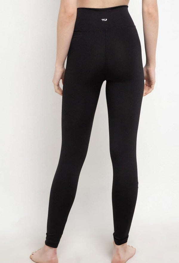 Td Active LB049 Celana Legging Sobek Polos Hitam Yoga