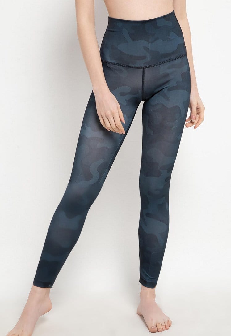 Td Active LB051 Celana Yoga Compression Senam Wanita Motif Camo Hitam