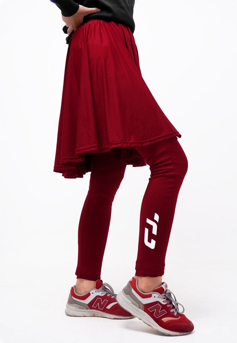 Td Active LB068 Legging Rok Olahraga Dual Layer (2-In-1) Maroon