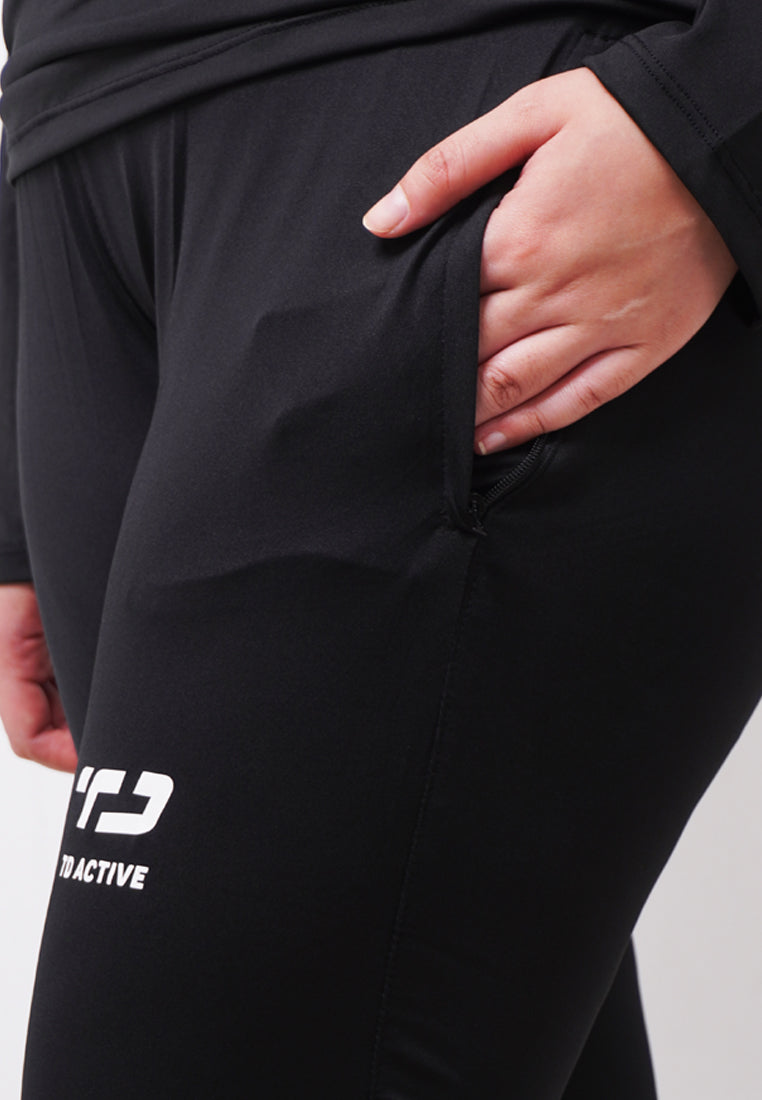 Td Active LB072 on thigh zip legging olahraga wanita black