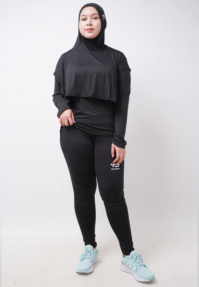 Td Active LB072 on thigh zip legging olahraga wanita black