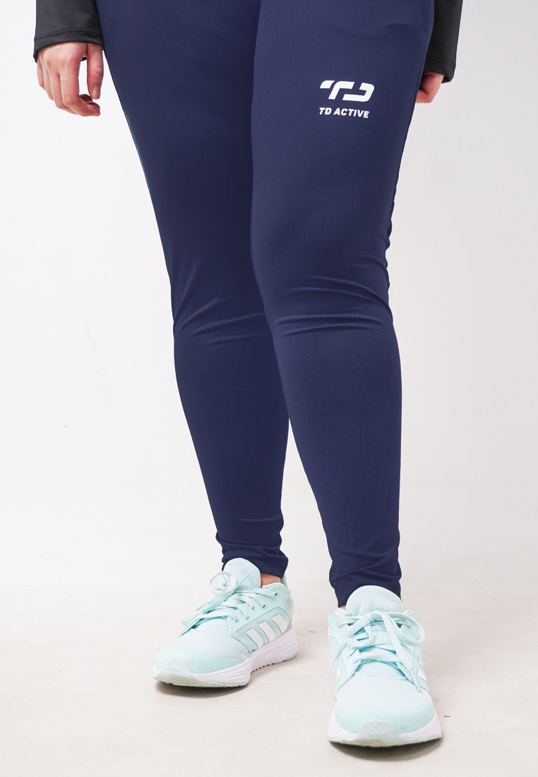 LB075 td active on thigh zip legging olahraga wanita navy